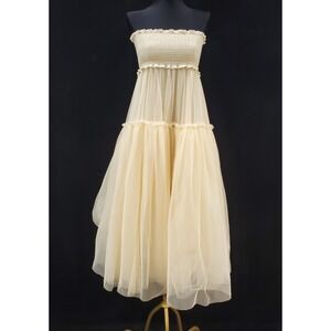 Twinset Ethereal Fairy Tulle Convertible Skirt Dress Size S Tiered Cream Regency